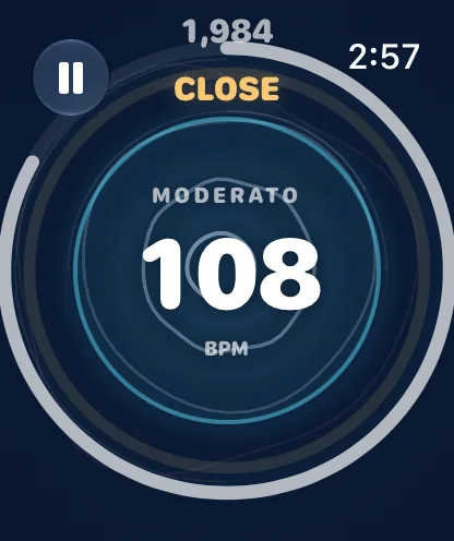 Apple Watch mid-run with a CLOSE prompt