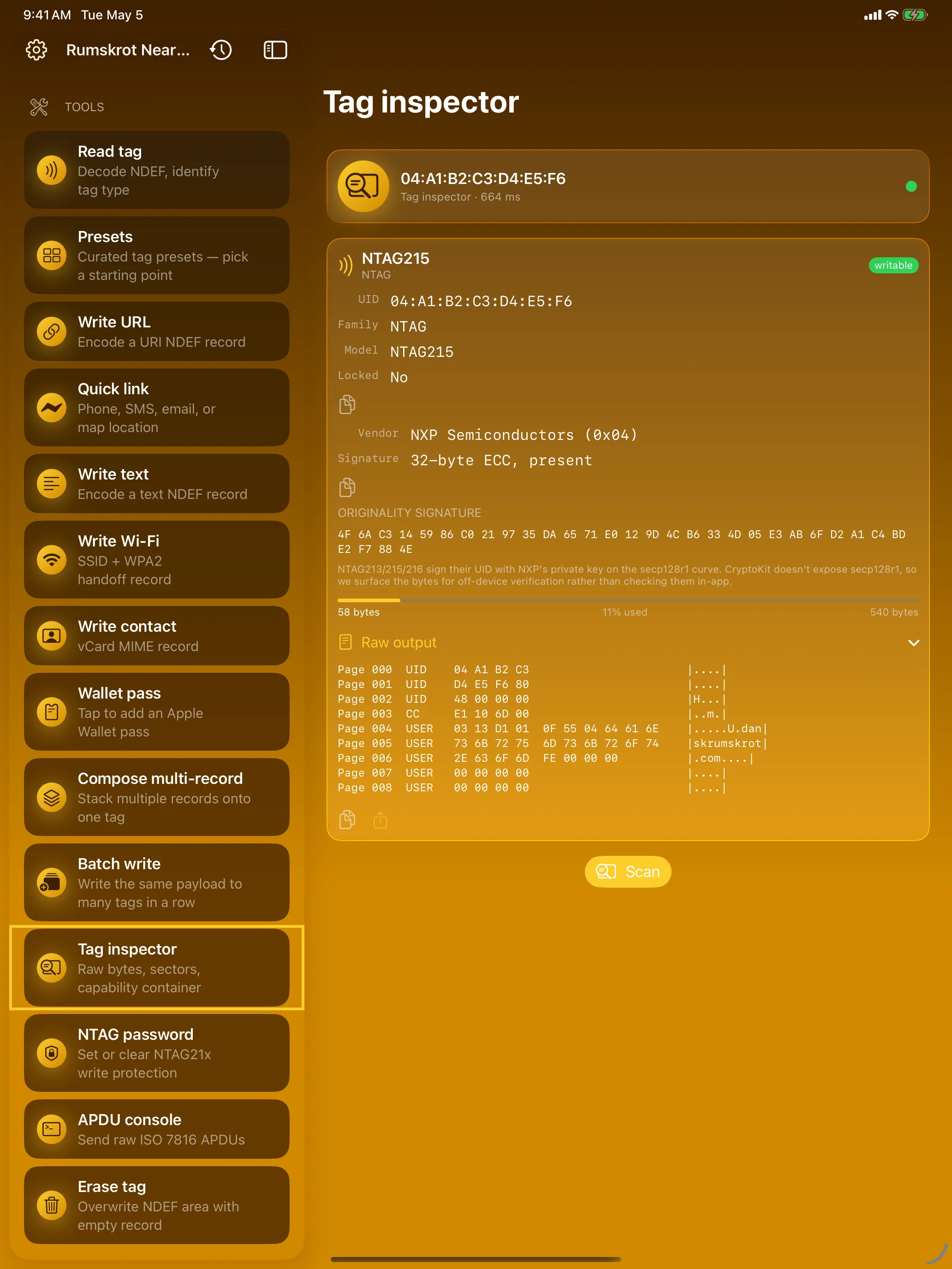 iPad - Tag Inspector