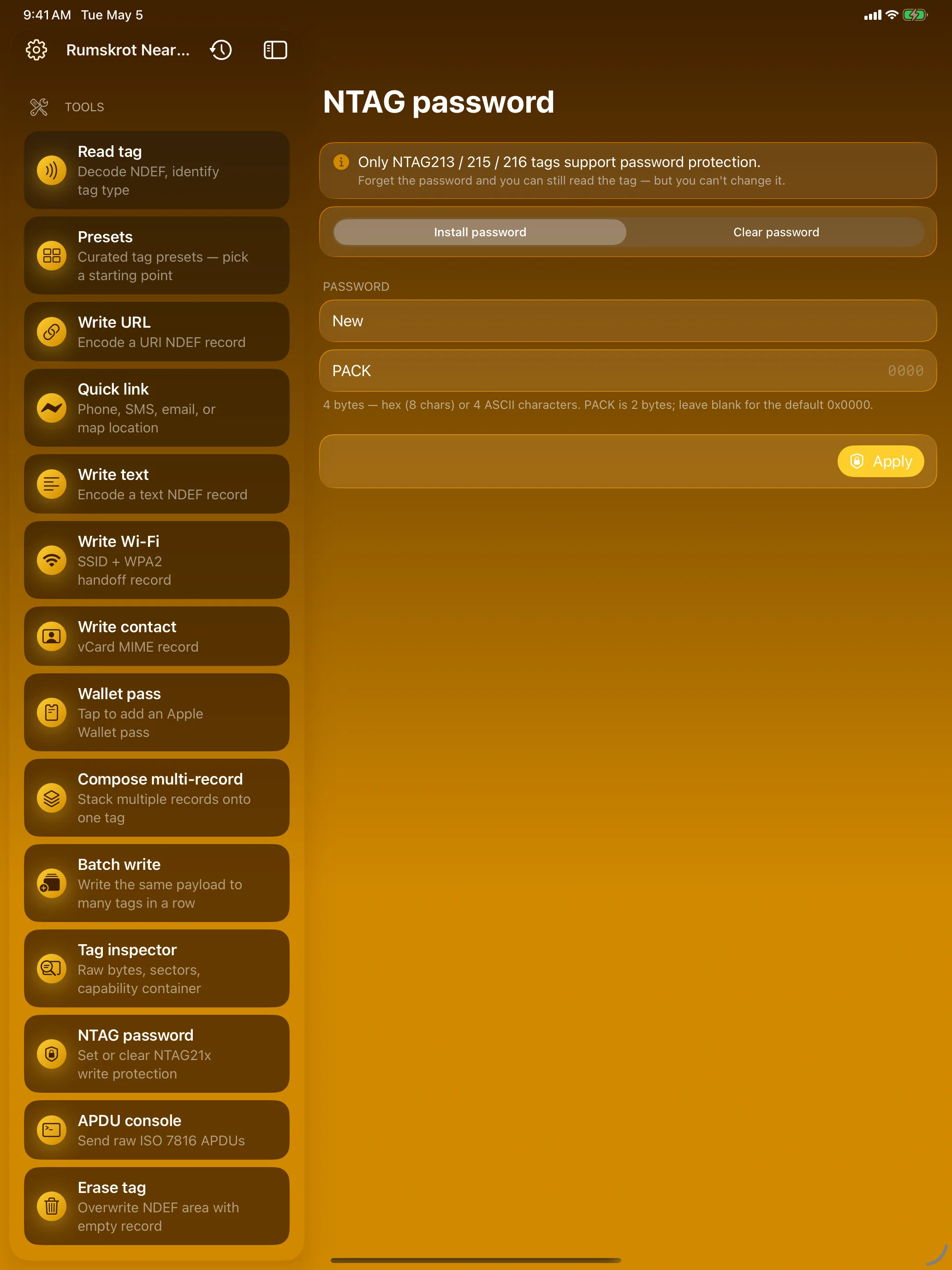 iPad - NTAG Password